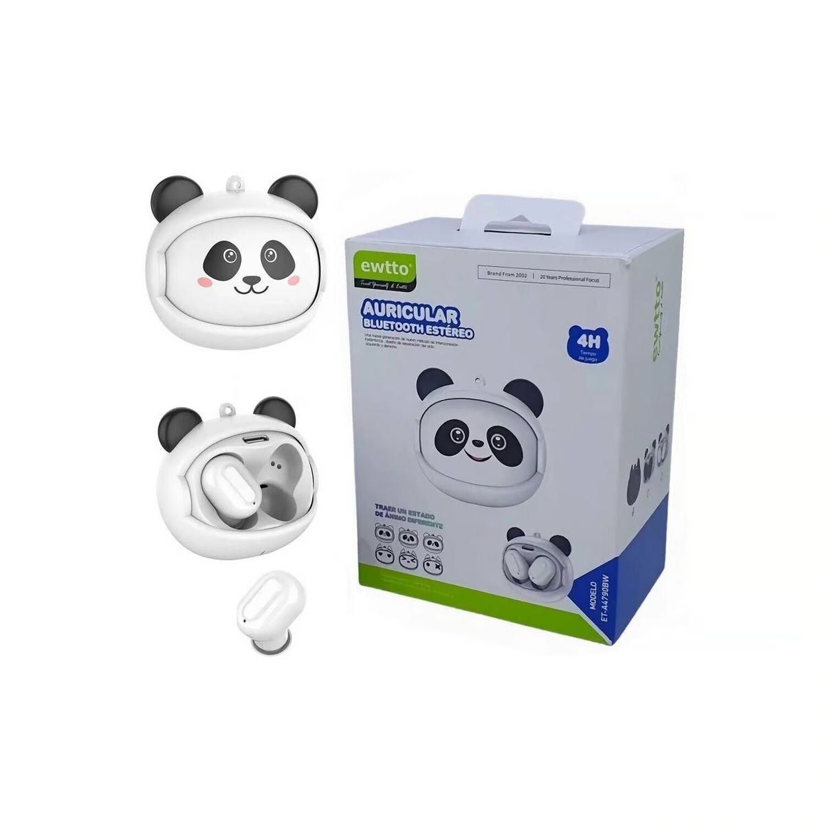 GENERICO - Audífonos Ewtto Diseño Panda y Rostro Intercambiable