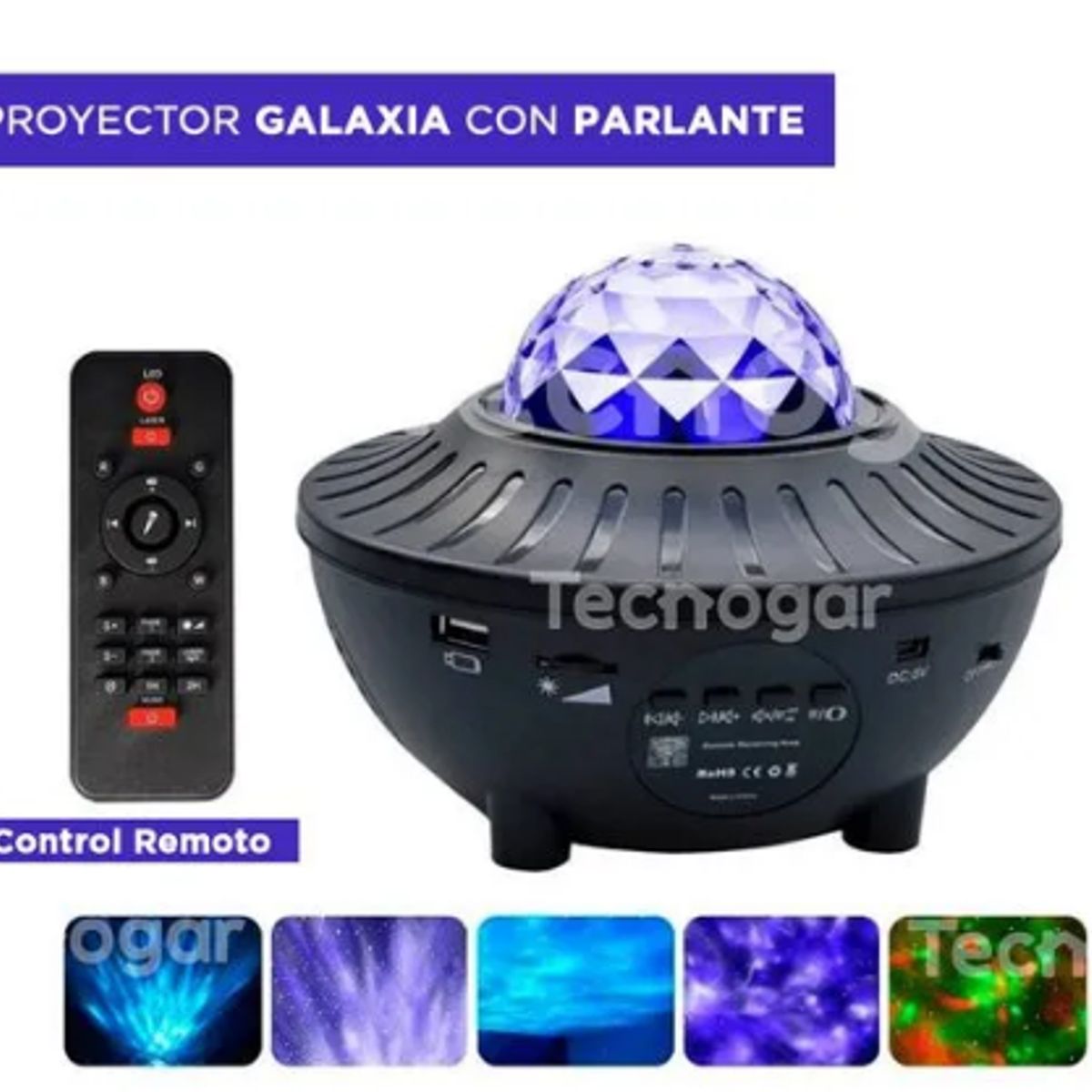 GENERICO - Proyector Galaxia Con Parlante Bluetooth Luces LED