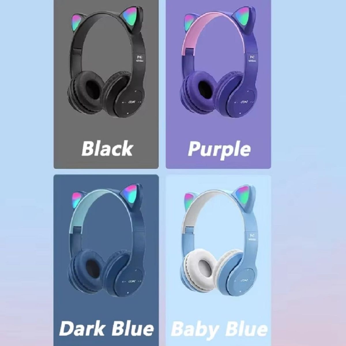 GENERICO - AUDIFONO GATITO BLUETOOTH SONIDO ESTEREO CON MICROFONO LUZ RGBB