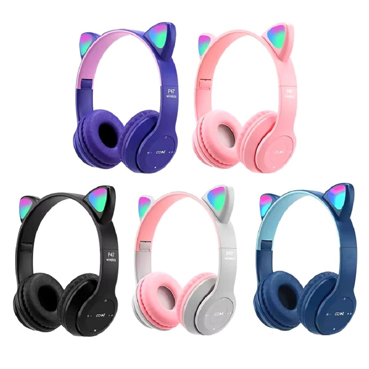 GENERICO - AUDIFONO GATITO BLUETOOTH SONIDO ESTEREO CON MICROFONO LUZ RGB