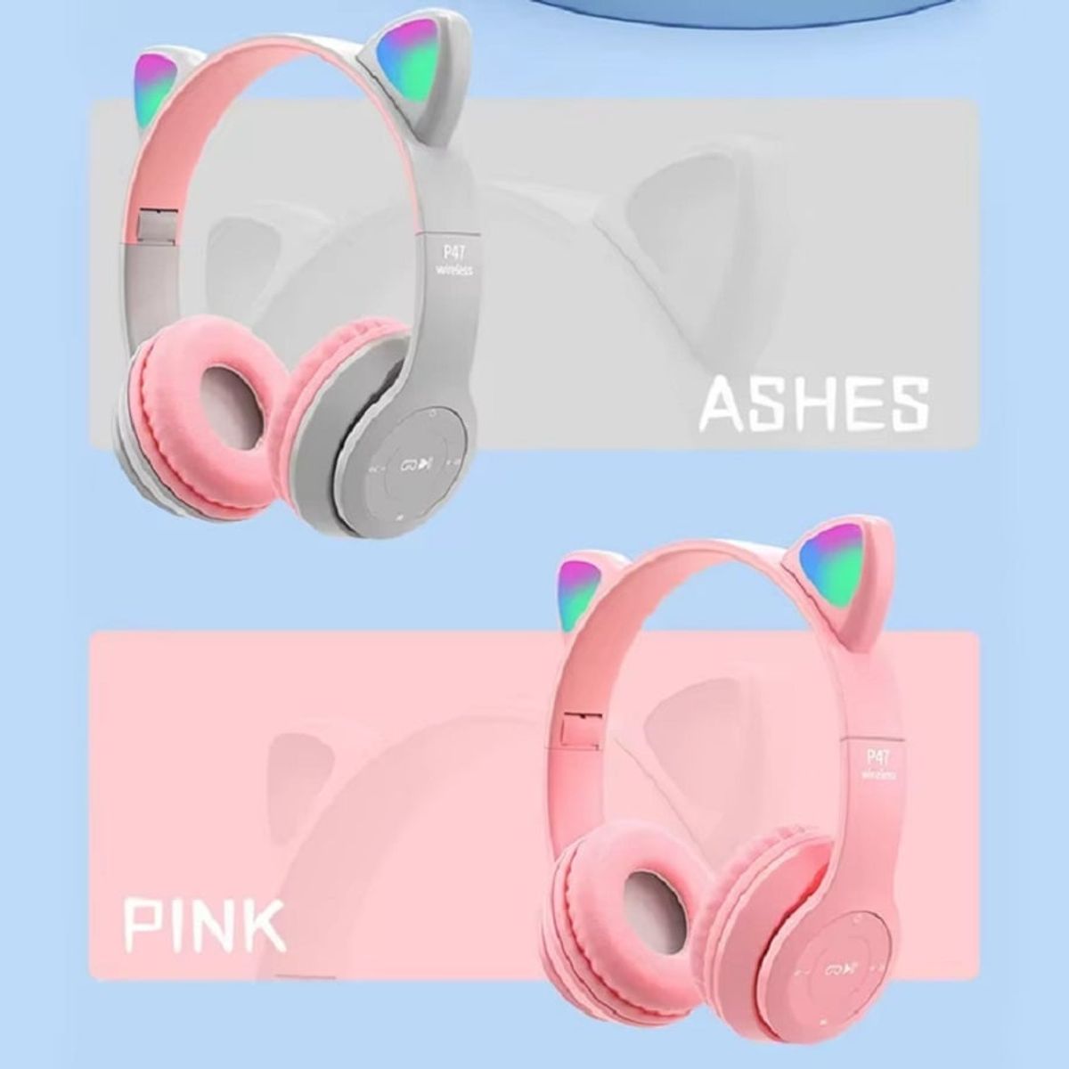 GENERICO - AUDIFONO GATITO BLUETOOTH SONIDO ESTEREO CON MICROFONO LUZ RGB