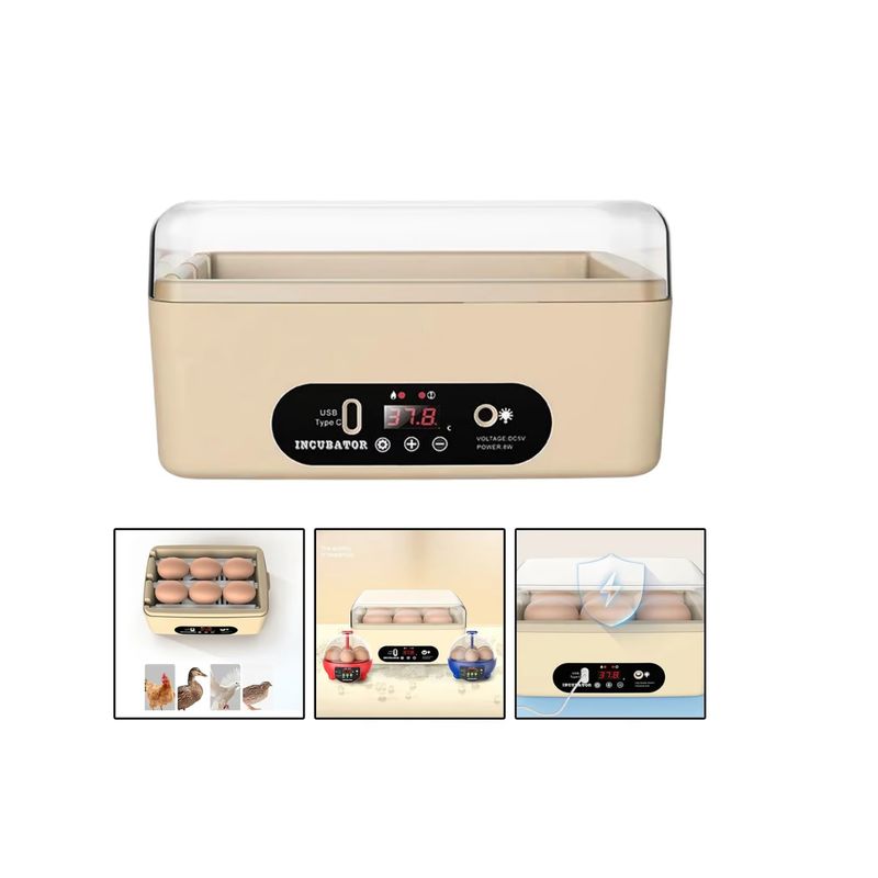 GENERICO - Mini Incubadora Automática Para 6 Huevos Con Ovoscopio