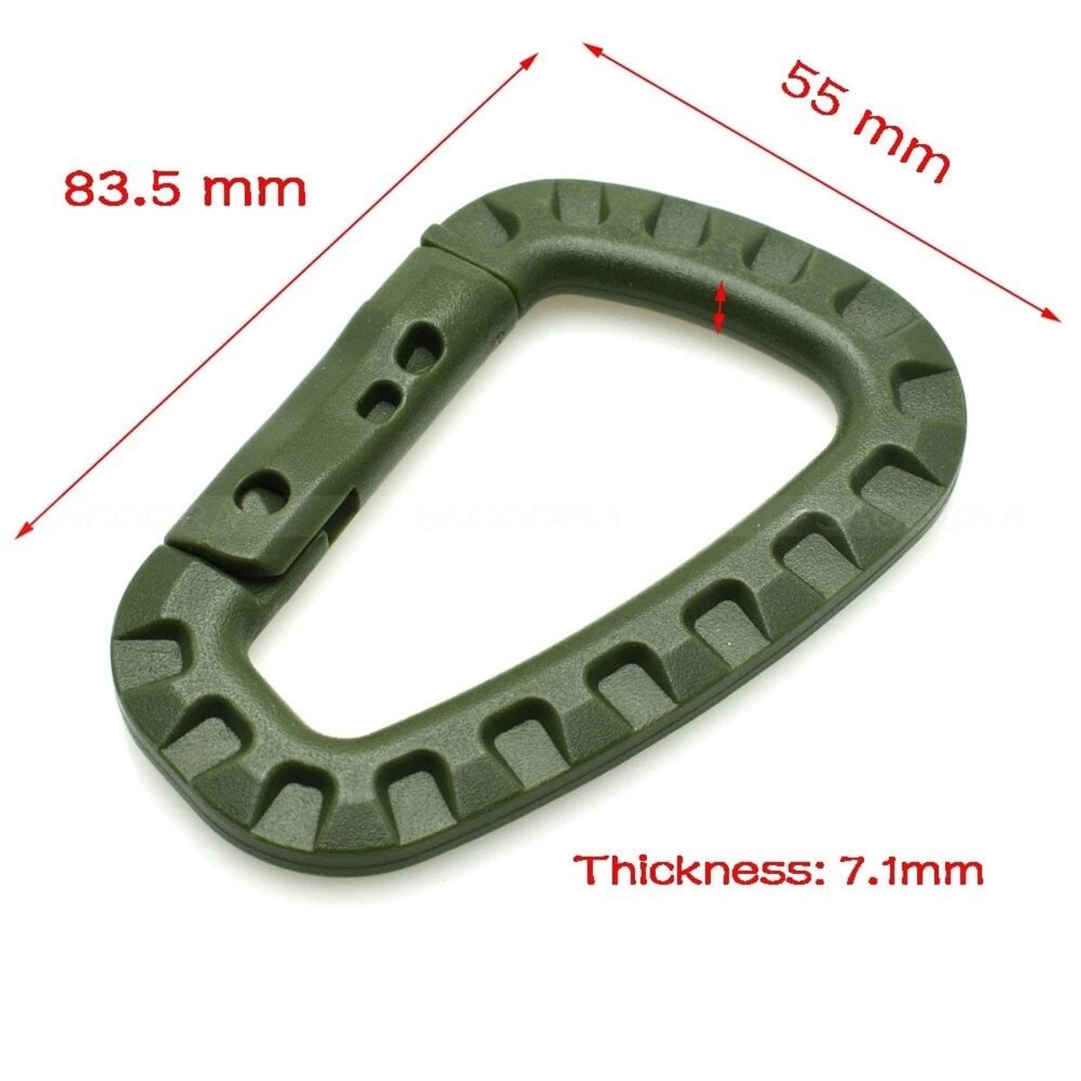 GENERICO - Mosquetón plástico D llavero MOLLE OUTDOOR   VERDE