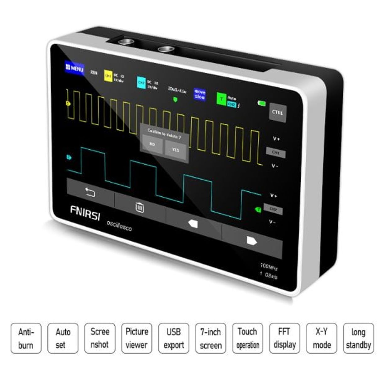 OEM - Osciloscopio Digital de 2 Canal Portátil de 100mhz FNIRSI