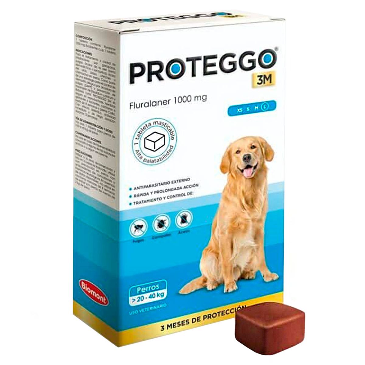 PROTEGGO - Antipulga Masticable Proteggo 3M para Perros de 20 - 40 kg