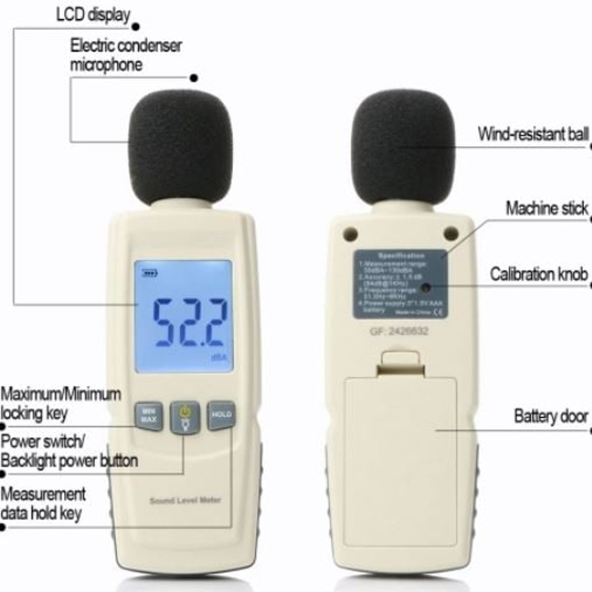 GENERICO - Sonómetro Digital Medidor De Sonido 1352
