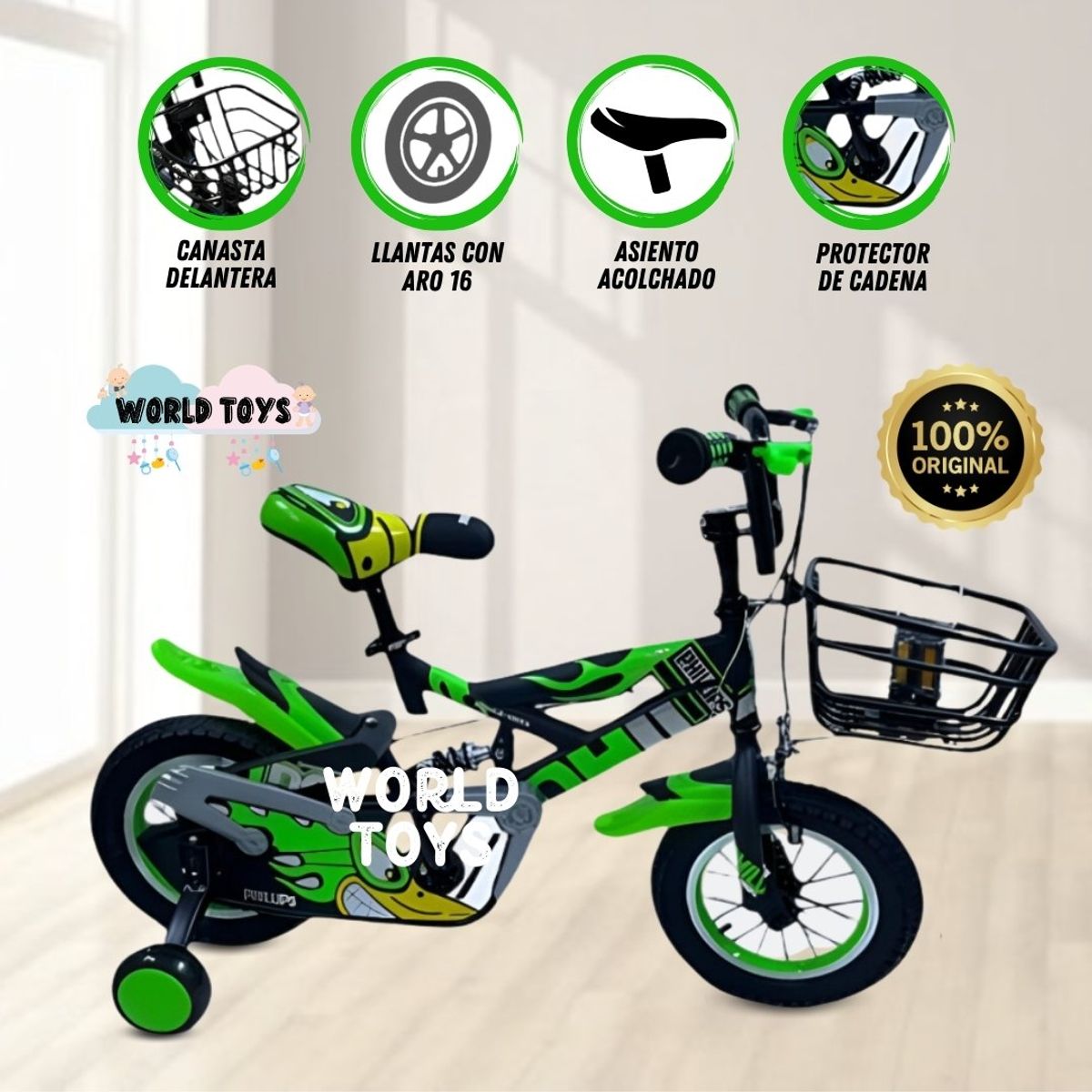 GENERICO - Bicicleta para niños Aro 16 «GUNGOR» Green