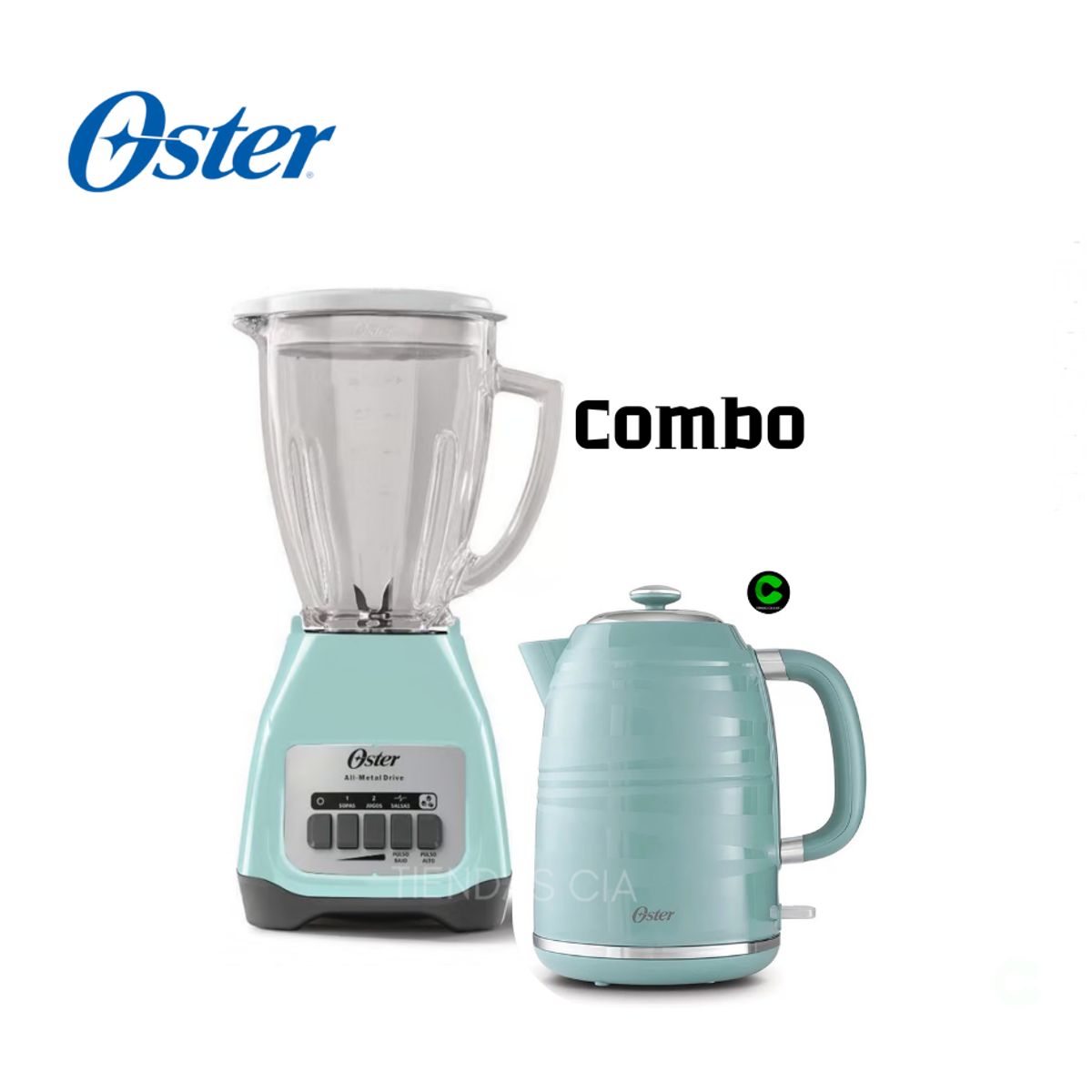 OSTER - Combo Oster Licuadora BLSTKAGVPB 1.5 L + Hervidor BVSTKT4177V 1.7 L
