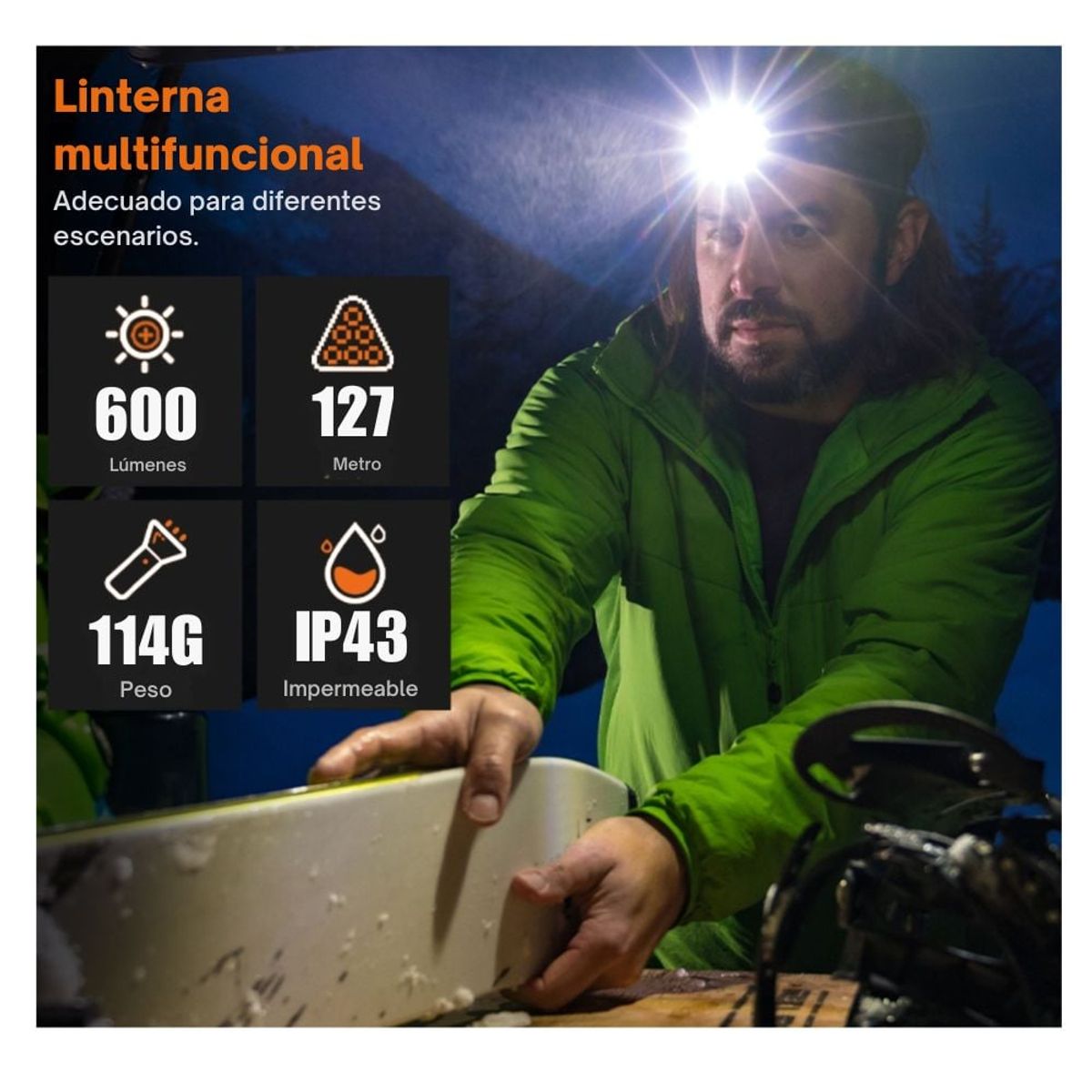 SUPER - Linterna frontal resistente al agua imantada y recargable