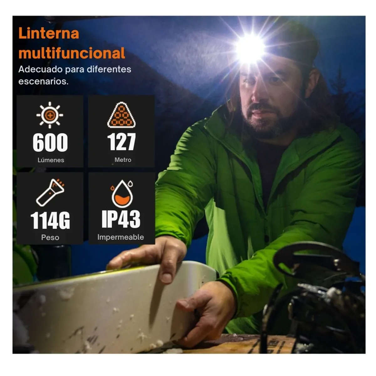 OEM - Linterna de Cabeza Recargable LED 600LM, Imantada,  USB C