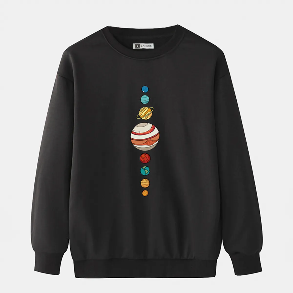 YANSUS - Polera Hombre Yansus Negro Estampado Sistema Solar