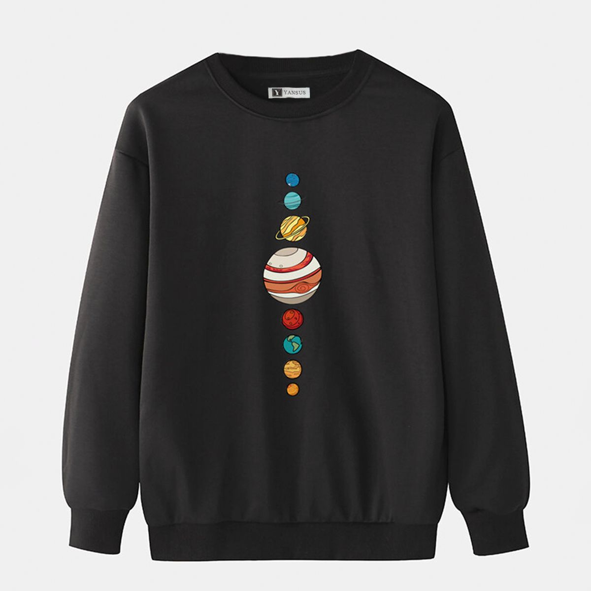 YANSUS - Polera Hombre Yansus Negro Estampado Sistema Solar