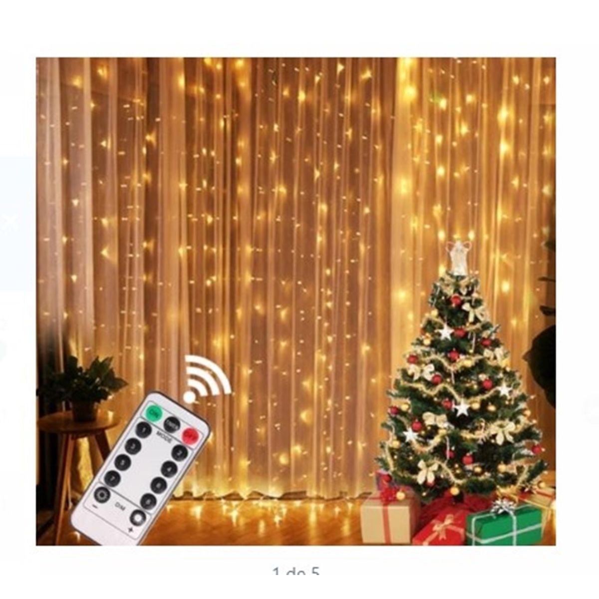 GENERICO - Cortina Tira de 320 Luces LED Navideñas Cálidas 3m x 3m