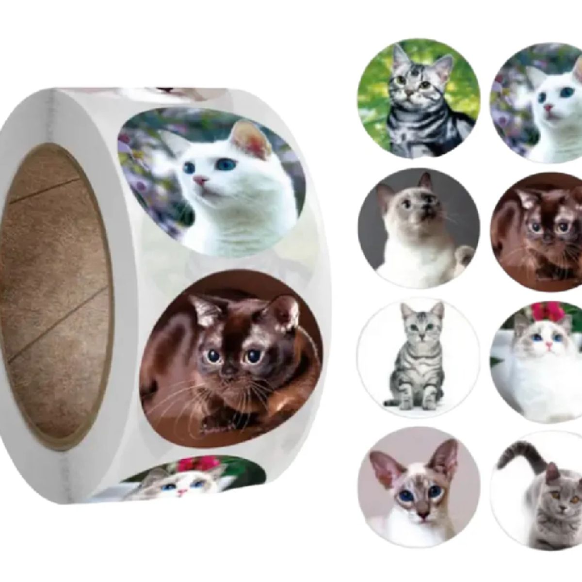 GENERICO - 100 stickers en rollo Gatos, Gatitos 3