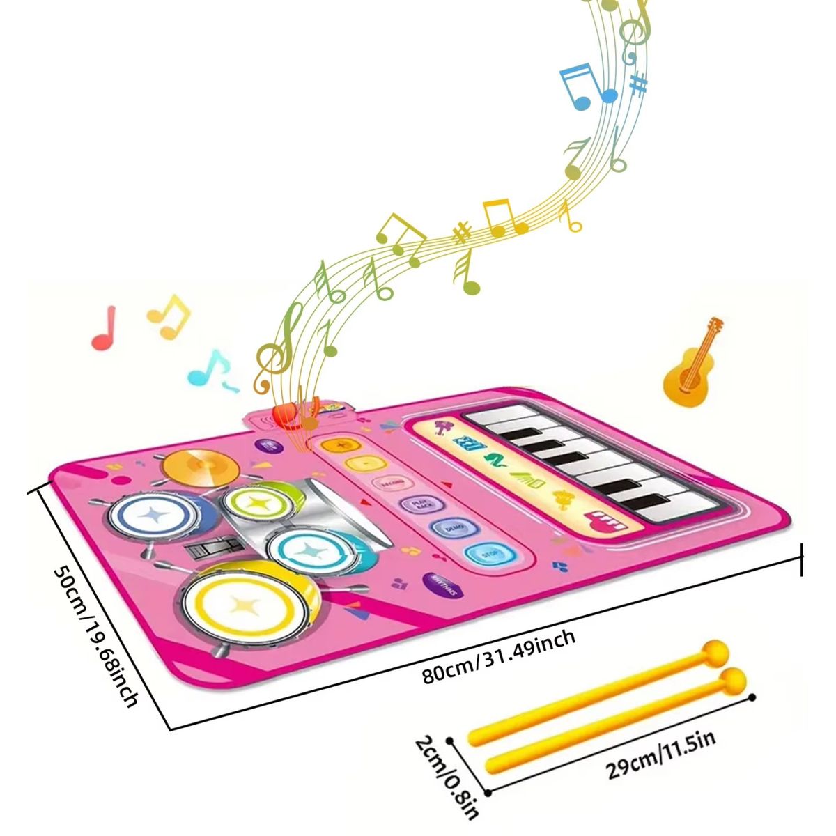 GENERICO - Juguete para bebes Alfombra Musical Piano y Batería Rosado
