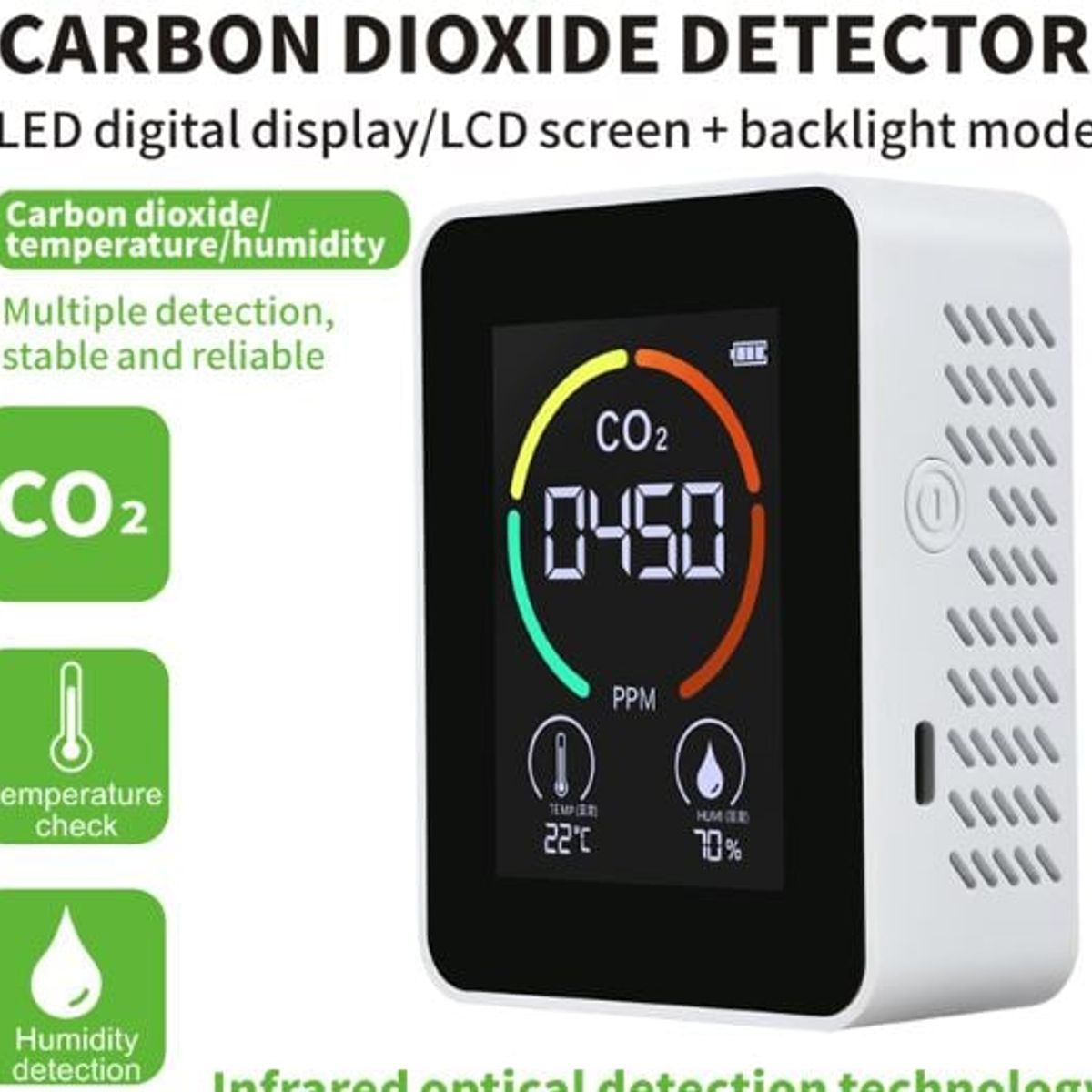 GENERICO - Medidor de Dióxido de Carbono CO2  3 EN 1