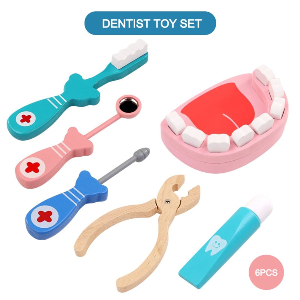 GULI GULI - SET DE DENTISTA DE MADERA PARA NIÑOS MONTESSORI