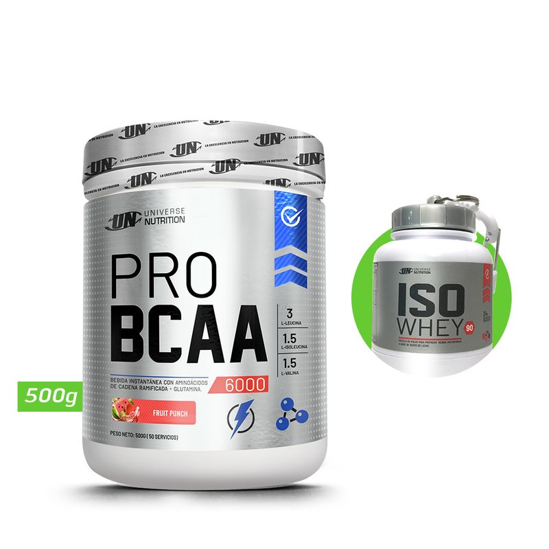UNIVERSE NUTRITION - PRO BCAA 6000 Aminoácidos 500gr Fruit punch + REGALOS