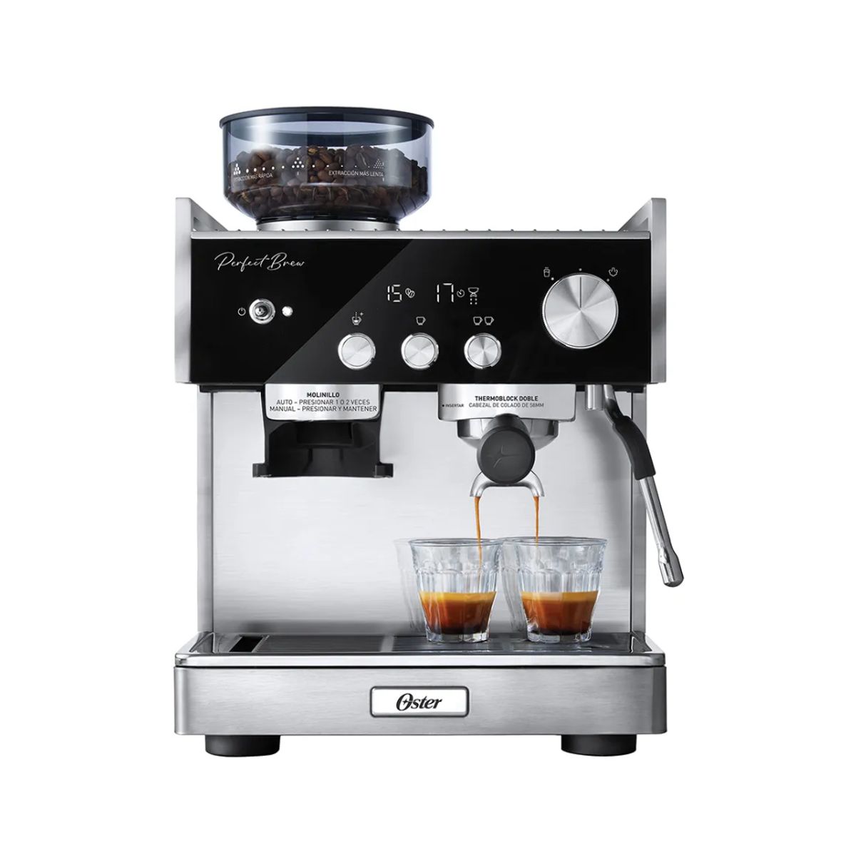 OSTER - Cafetera OSTER Perfect Brew Profesional BVSTEM7400 con Molinillo Integrado 15 Bares