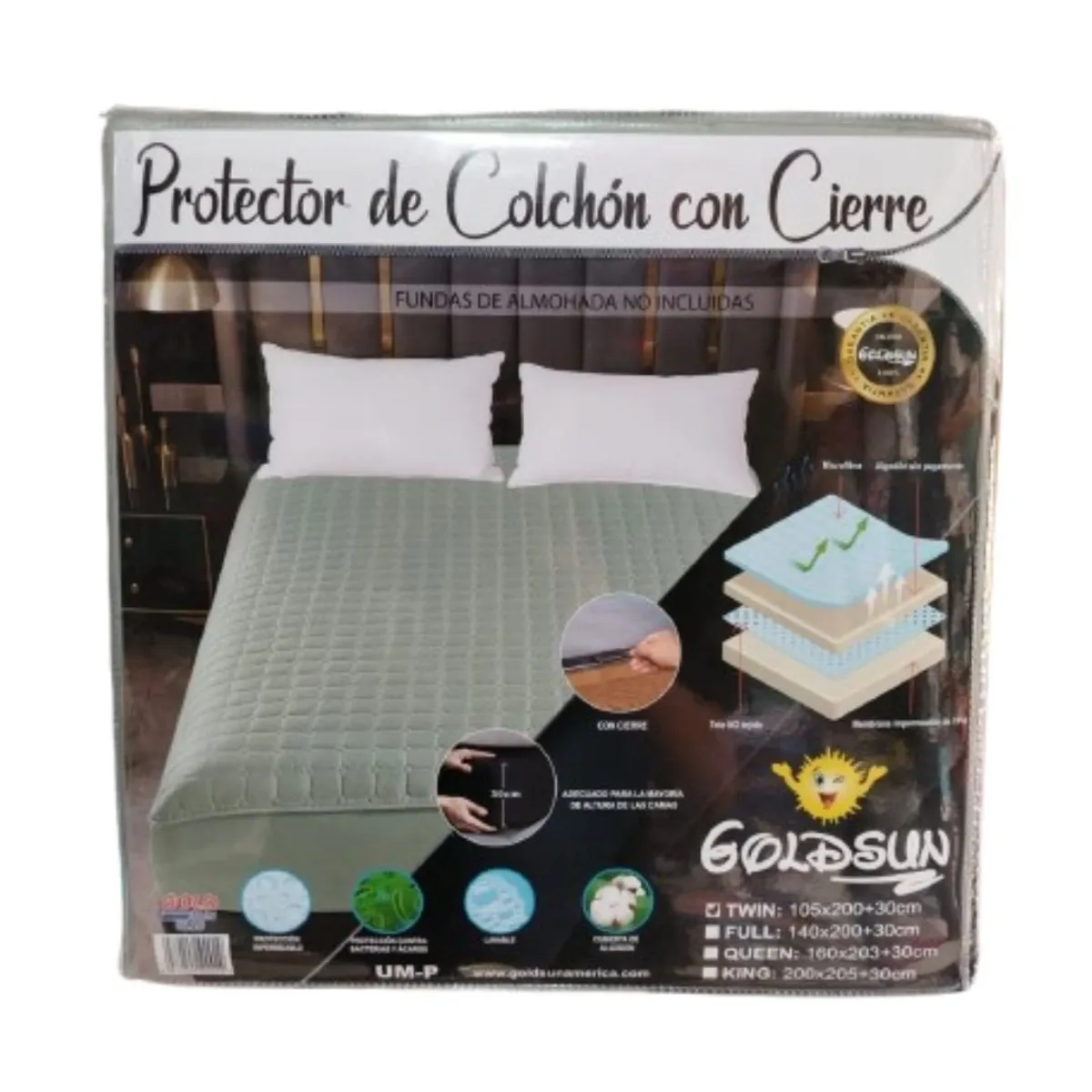 CUTE - FORRO DE COLCHÓN IMPERMEABLE DE 2 PLAZAS