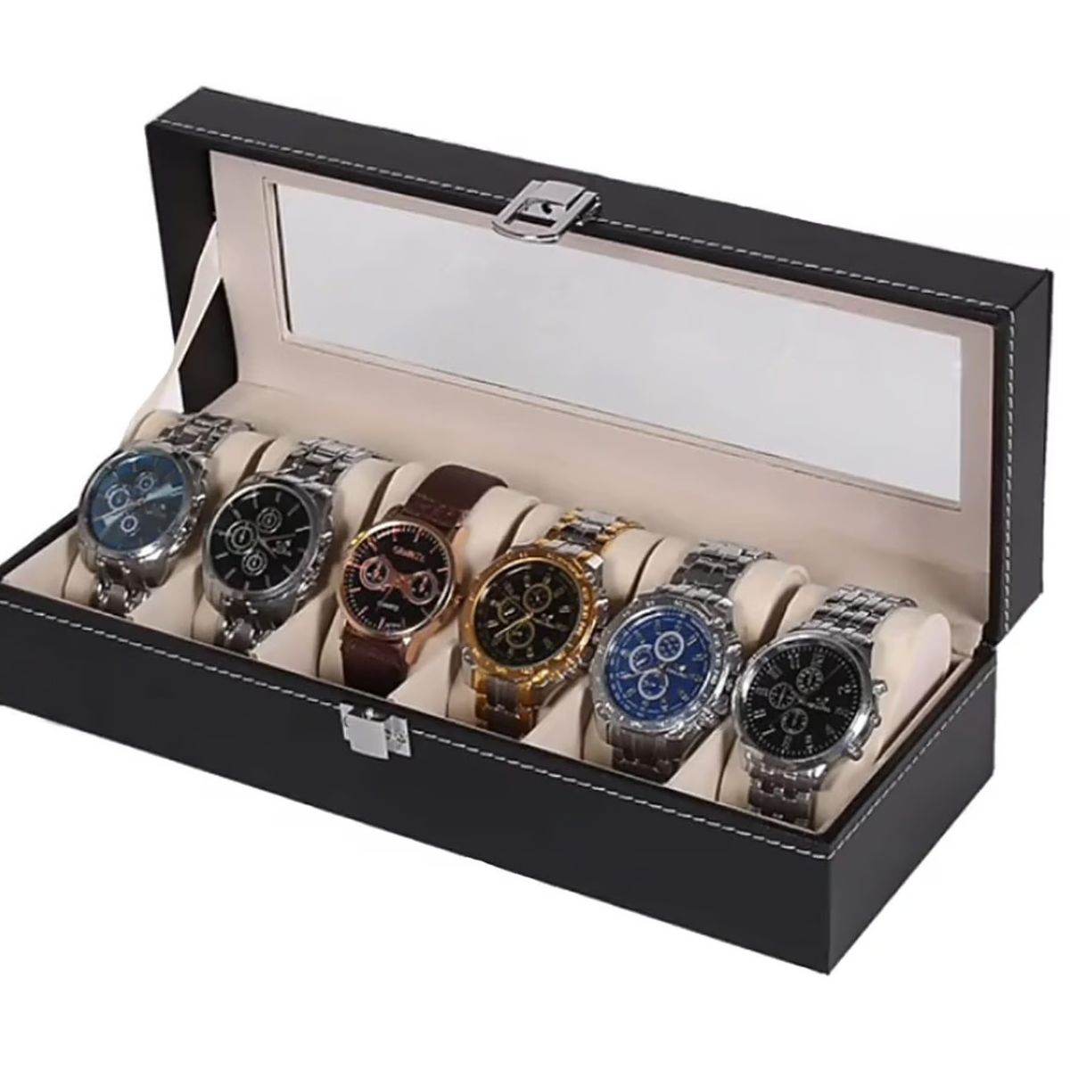 GENERICO - Caja Porta Relojes de Lujo Elegante 6 Compartimientos