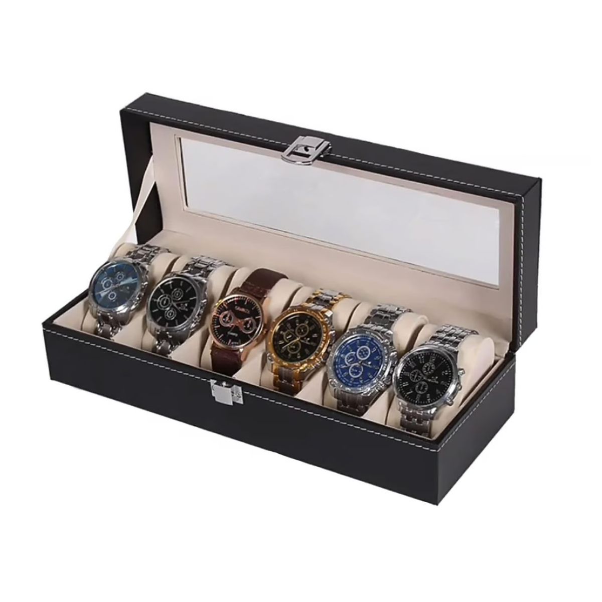 GENERICO - Caja Porta Relojes de Lujo Elegante 6 Compartimientos
