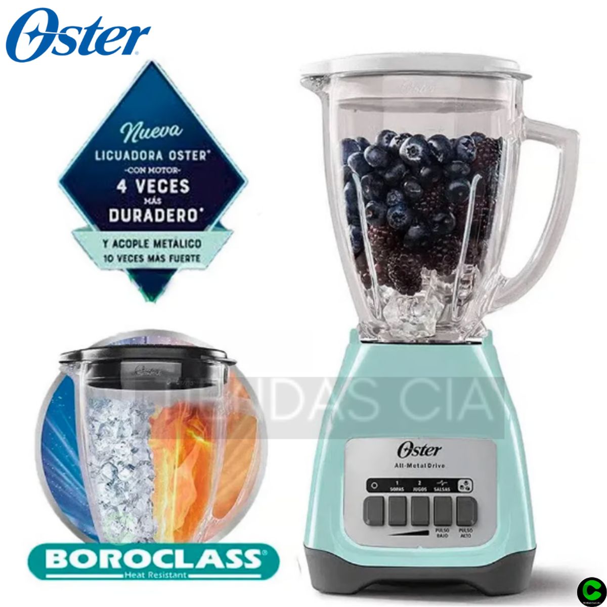 OSTER - Combo Licuadora Oster BLSTKAGVPB y Hervidor Finezza CK-660HA -TURQUEZA