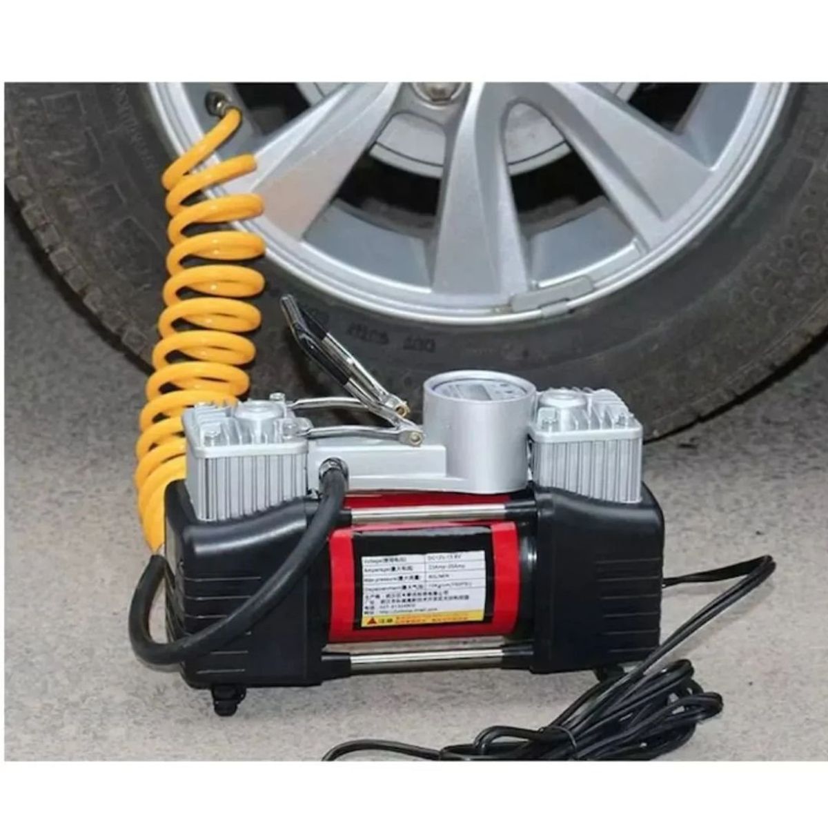 GENERICO - COMPRESOR AIRE DOBLE PISTON AUTO INFLADOR LLANTA