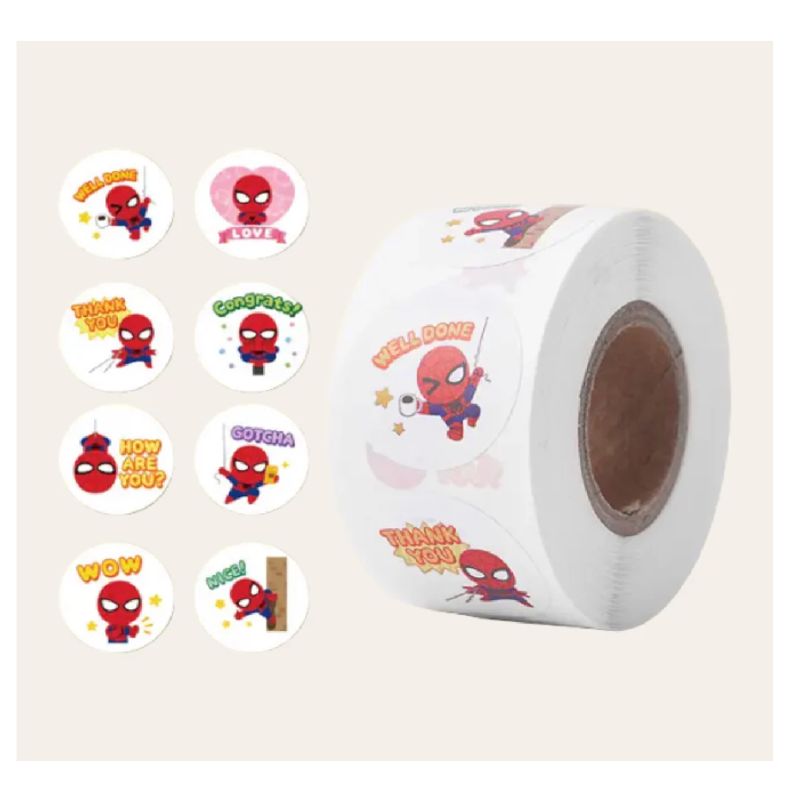 GENERICO - 100 stickers en rollo superheroes