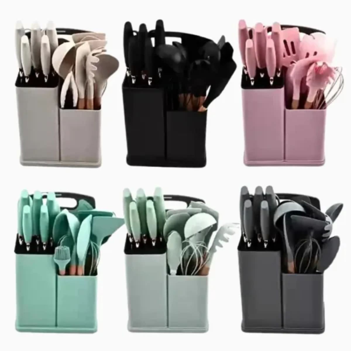 GENERICO - Juego de Utensilios 19 Piezas de Silicona - Color Aleatorio