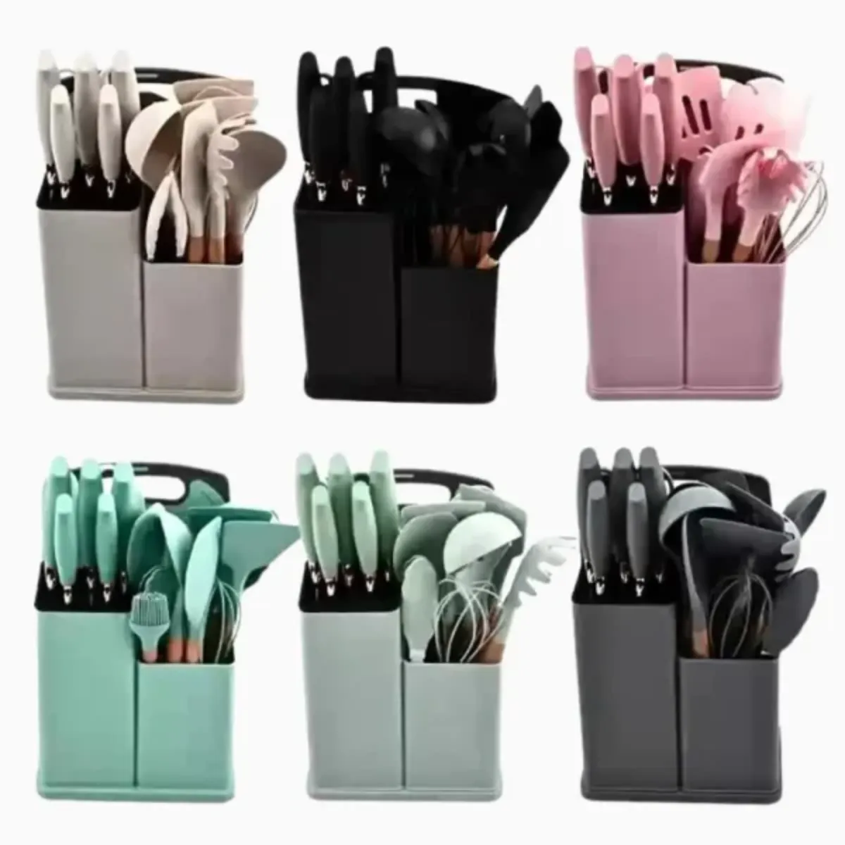 GENERICO - Juego de Utensilios 19 Piezas de Silicona - Color Aleatorio