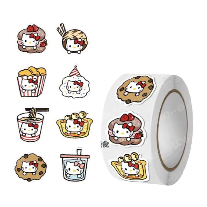 GENERICO - 100 stickers en rollo comida kawaii 2