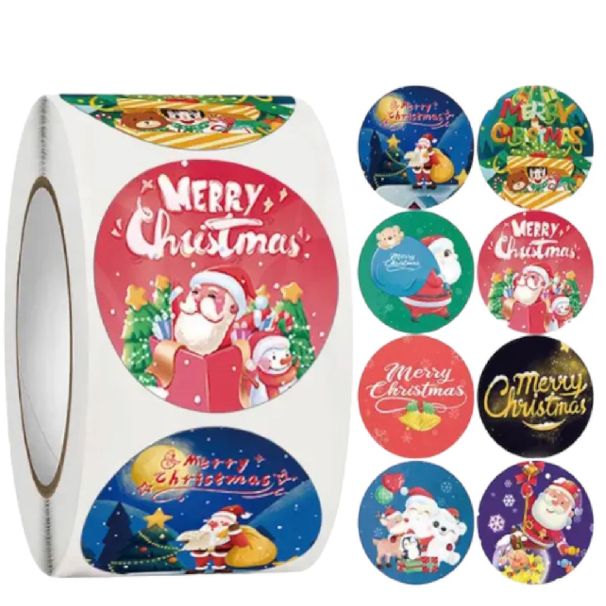 GENERICO - 100 stickers en rollo navidad