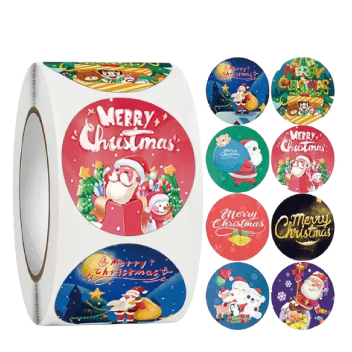 GENERICO - 100 stickers en rollo navidad