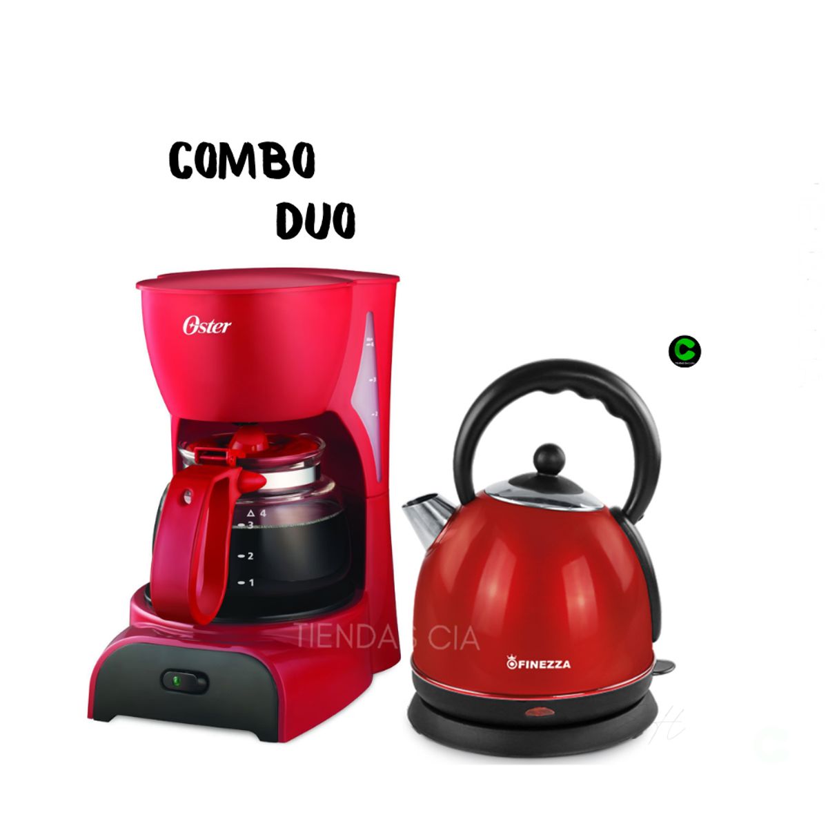 OSTER - Combo Cafetera OSTER BVSTDCDR5R y Hervidor FINEZZA