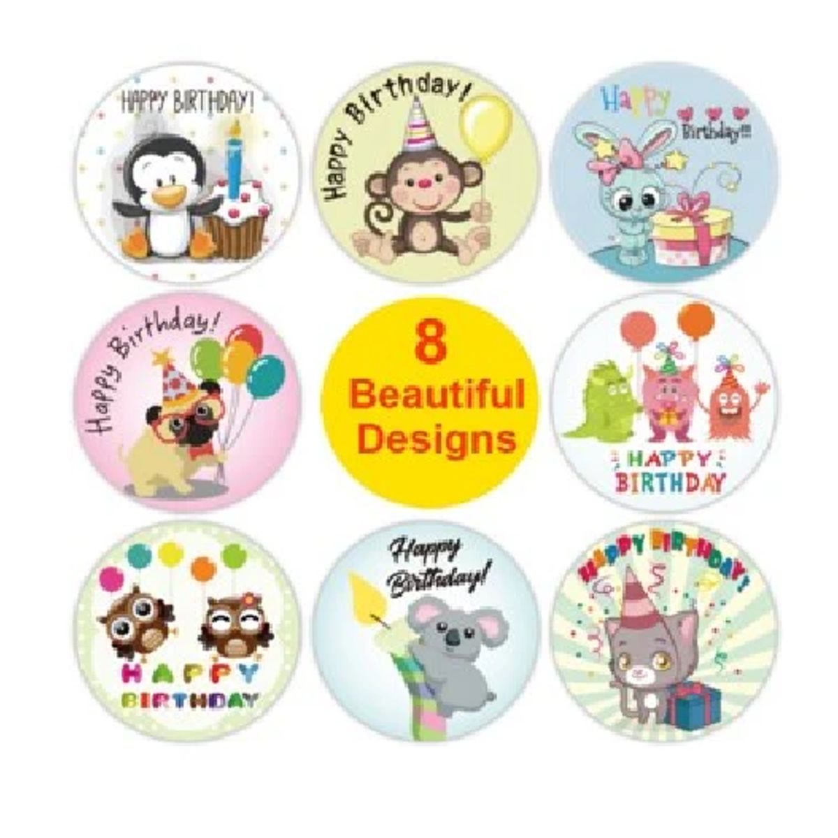 GENERICO - 100 stickers en rollo feliz cumpleaños, felicitaciones 2