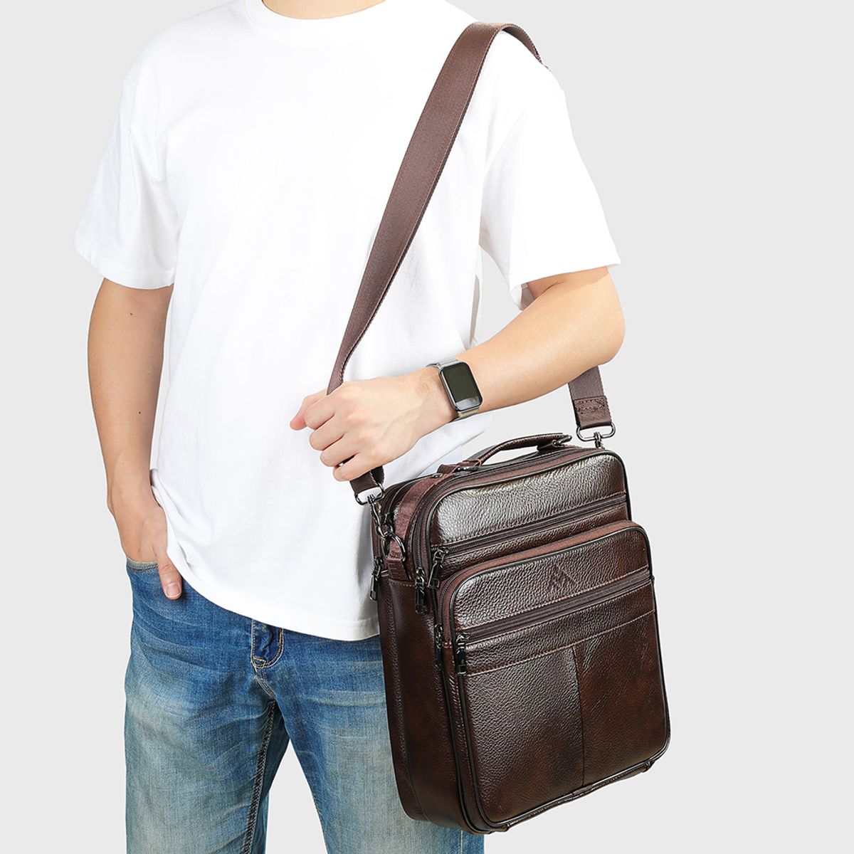 ALDEBARAN - Morral de Cuero Vacuno De Alta Capacidad 6173 (Laptop 13" y A4)