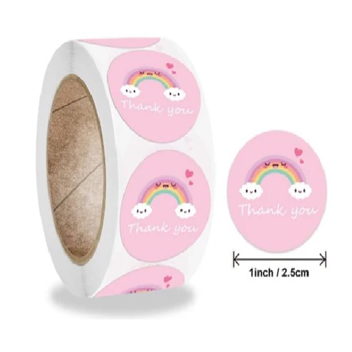 GENERICO - 100 stickers en rollo arcoiris