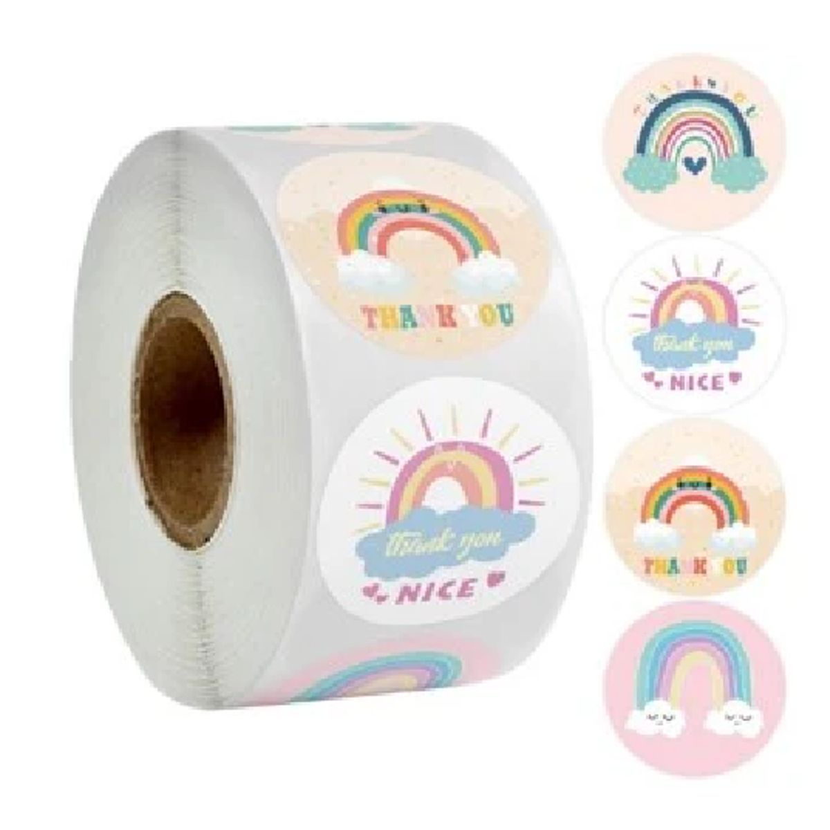 GENERICO - 100 stickers en rollo arcoiris 2