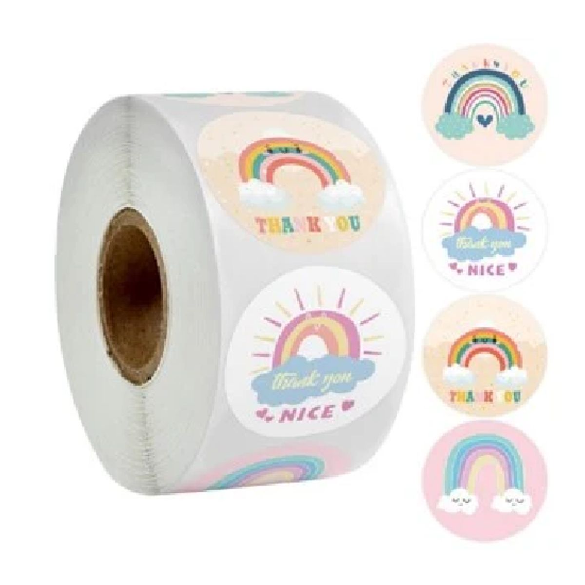 GENERICO - 100 stickers en rollo arcoiris 2