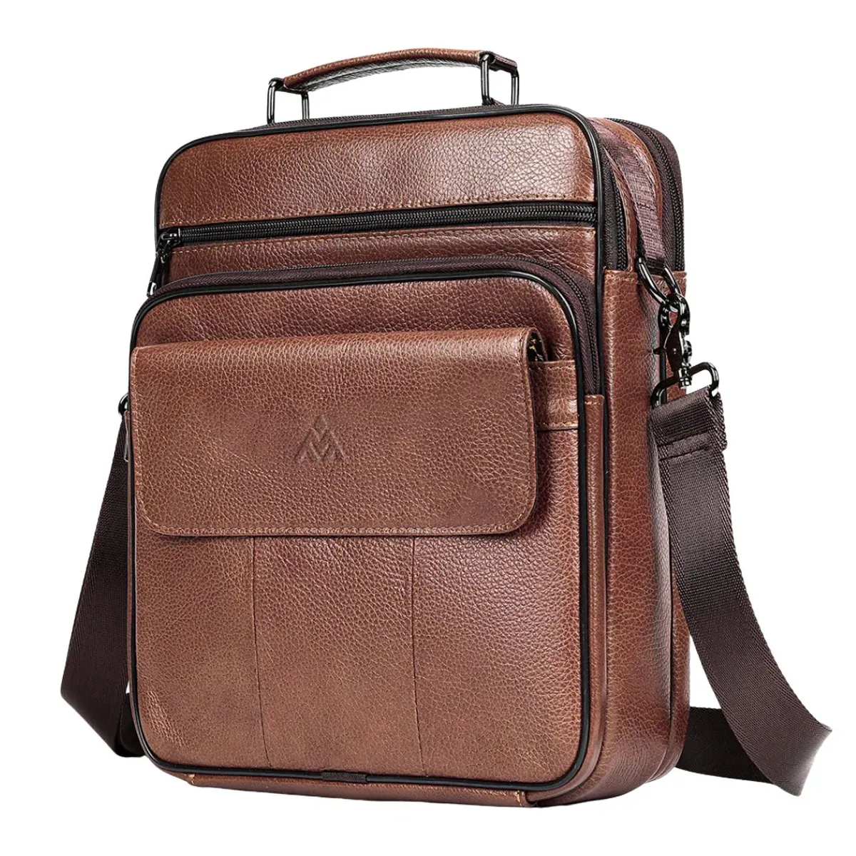 GENERICO - MORRAL DE CUERO VACUNO DE AMPLIA CAPACIDAD 6171 (LAPTOP 13" - A4)