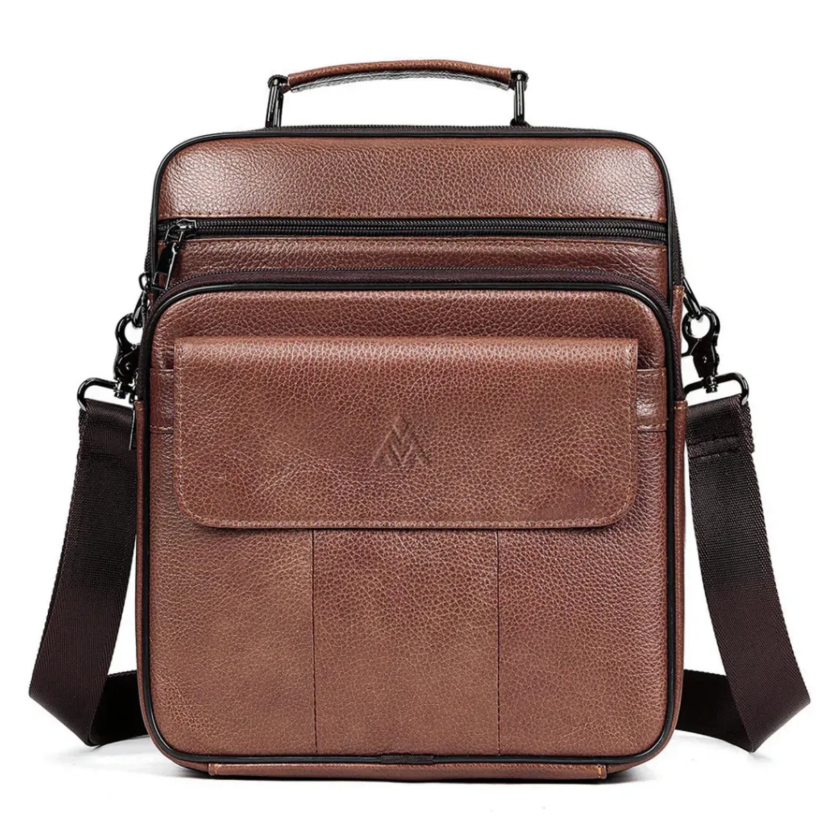 GENERICO - MORRAL DE CUERO VACUNO DE AMPLIA CAPACIDAD 6171 (LAPTOP 13" - A4)