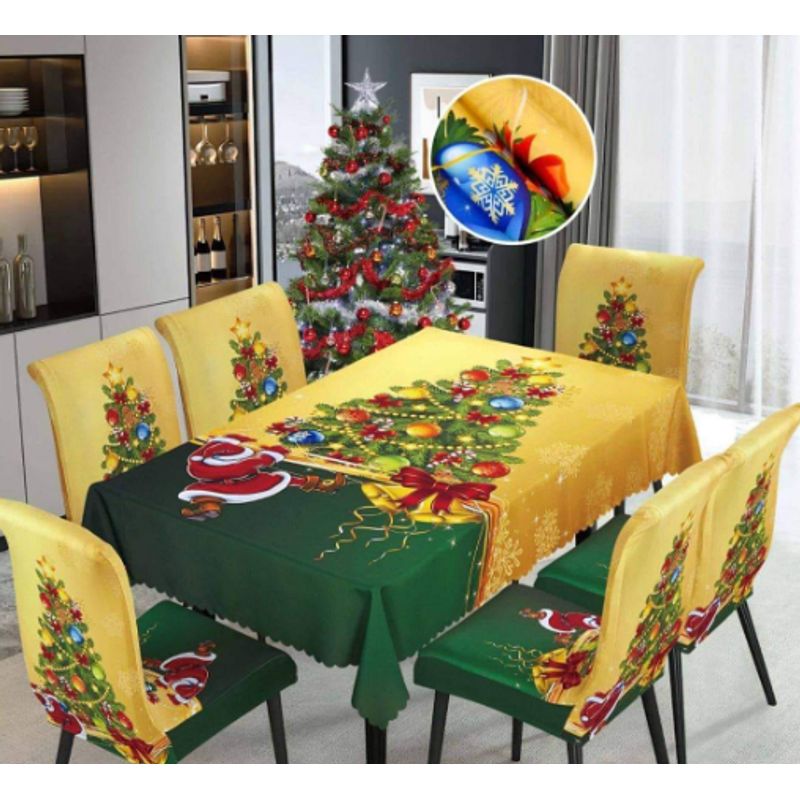 GENERICO - Mantel Navideño + 06 Forros Funda De Silla / NAVIDAD