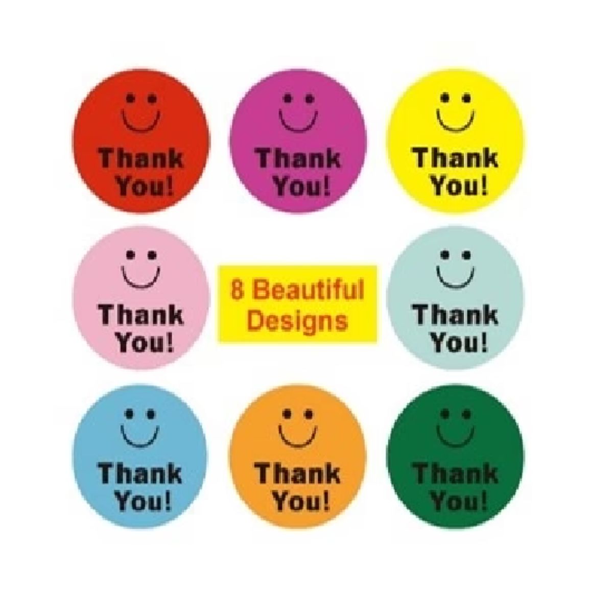 GENERICO - 100 stickers en rollo thank you, gracias 5