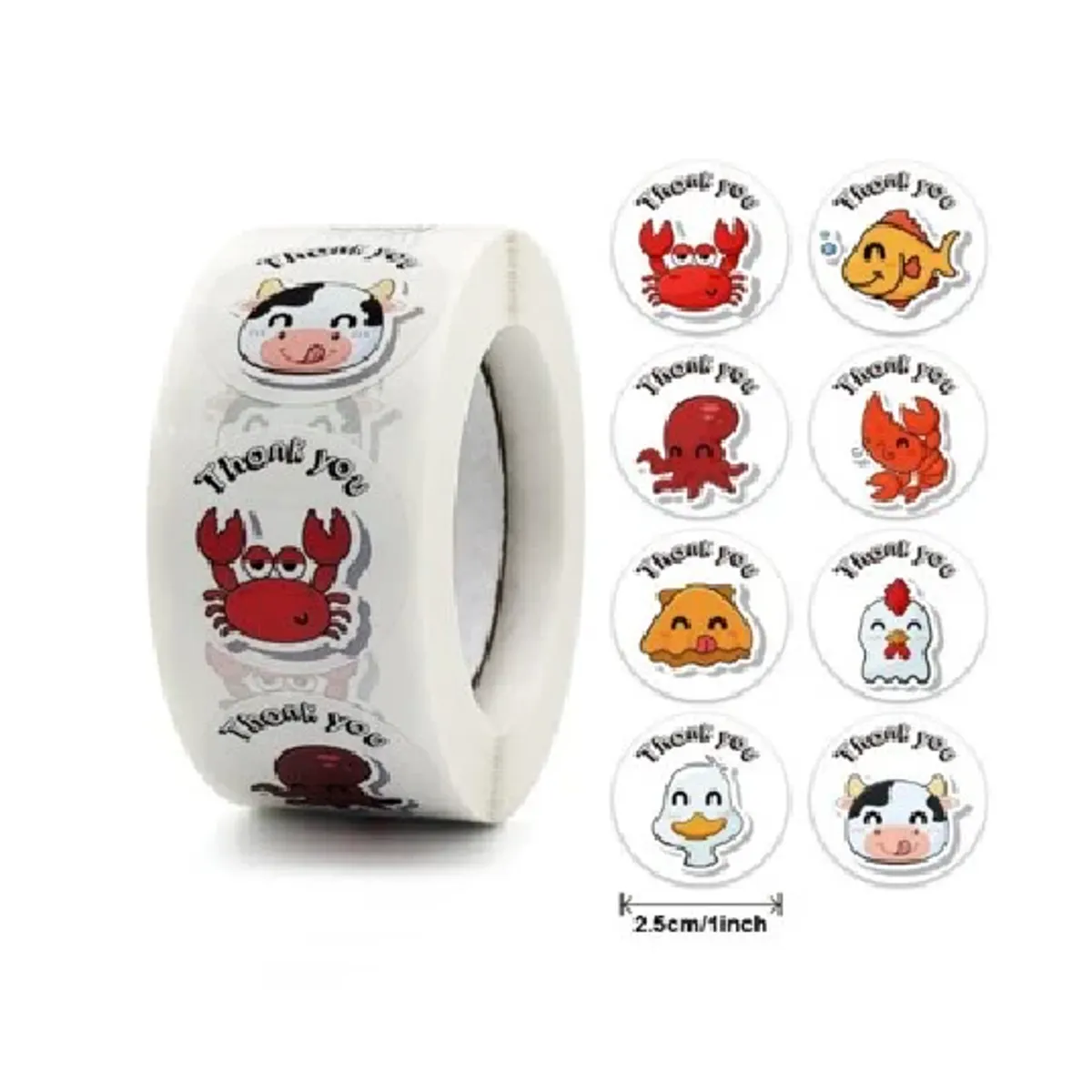 GENERICO - 100 stickers en rollo thank you, gracias 7