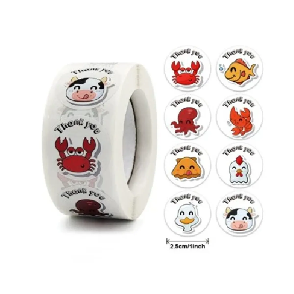 GENERICO - 100 stickers en rollo thank you, gracias 7