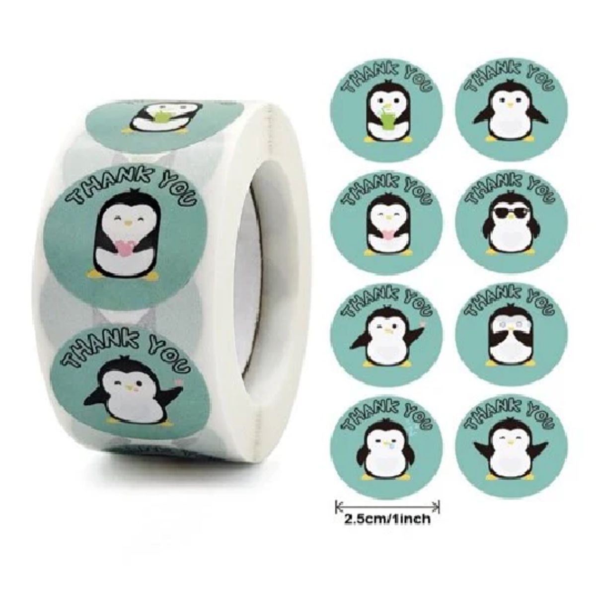 GENERICO - 100 stickers en rollo thank you, gracias 9