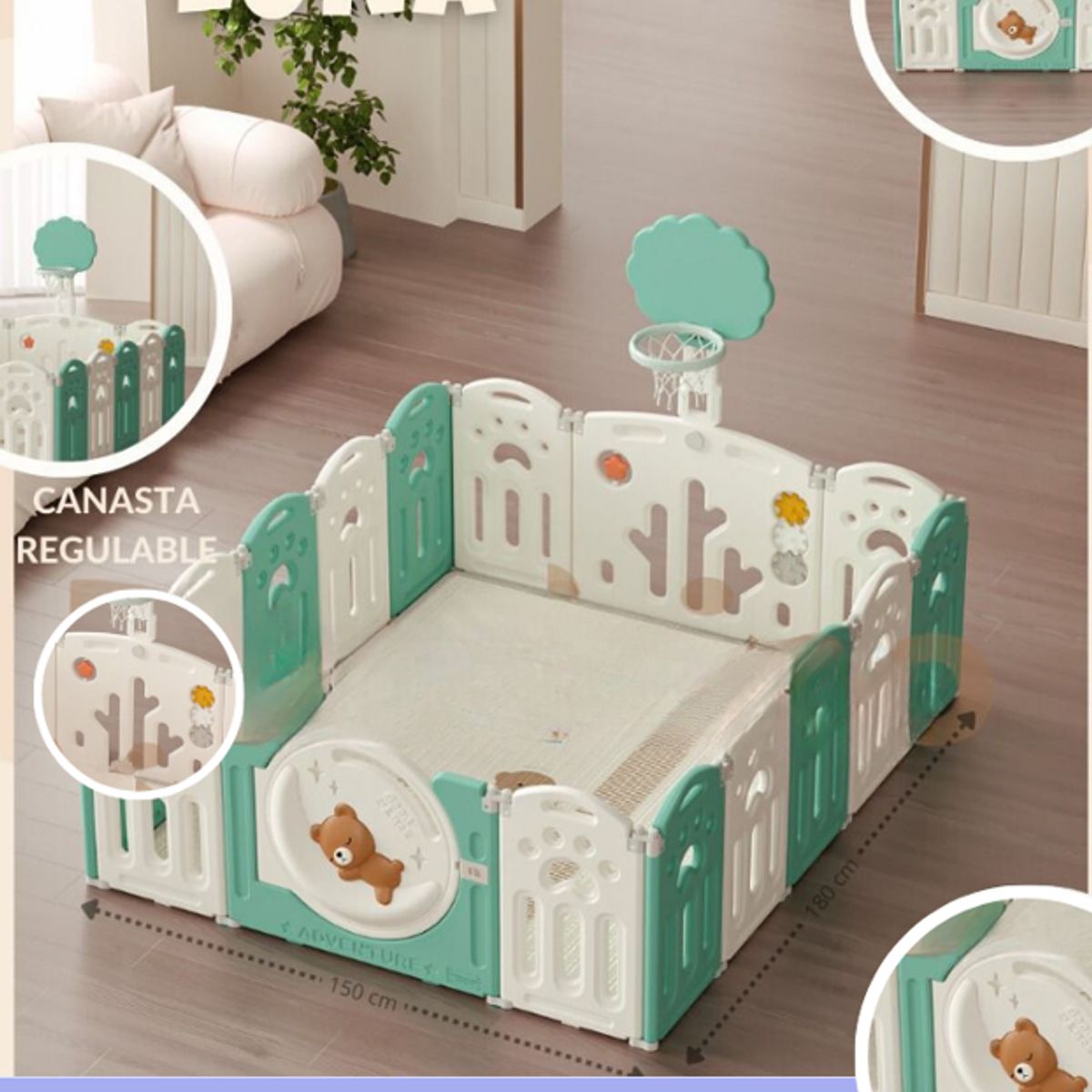 GENERICO - Centro de juegos de bebe Oso dormilón verde