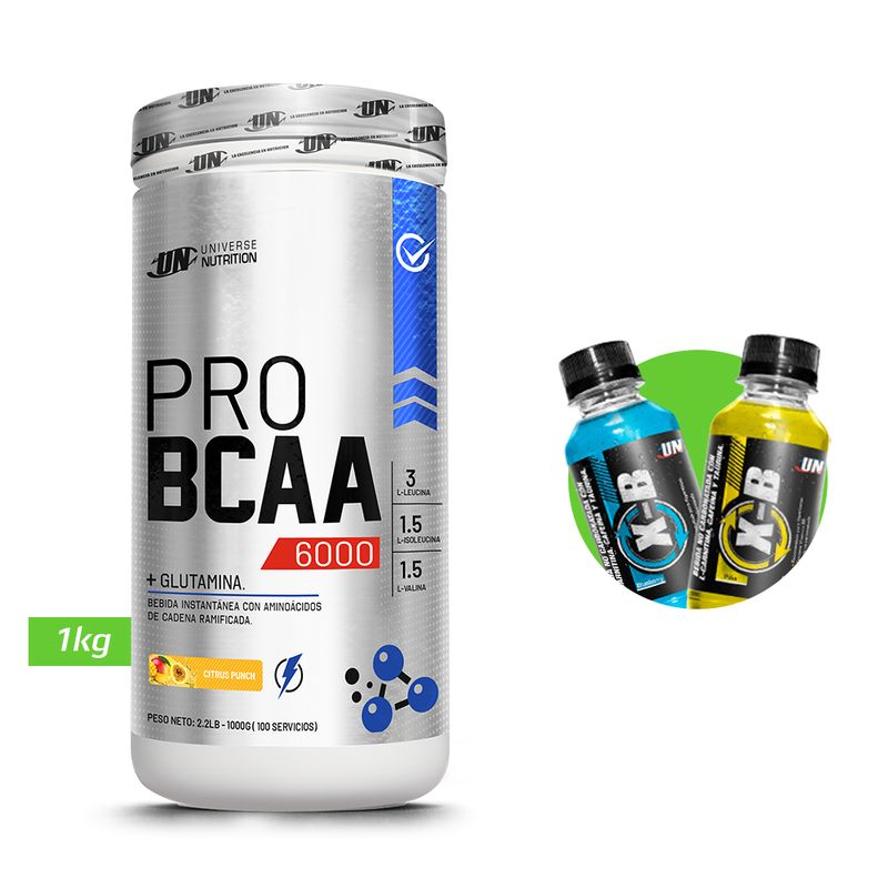 UNIVERSE NUTRITION - PRO BCAA 6000 Aminoácidos 1 kg Citrus punch + REGALOS