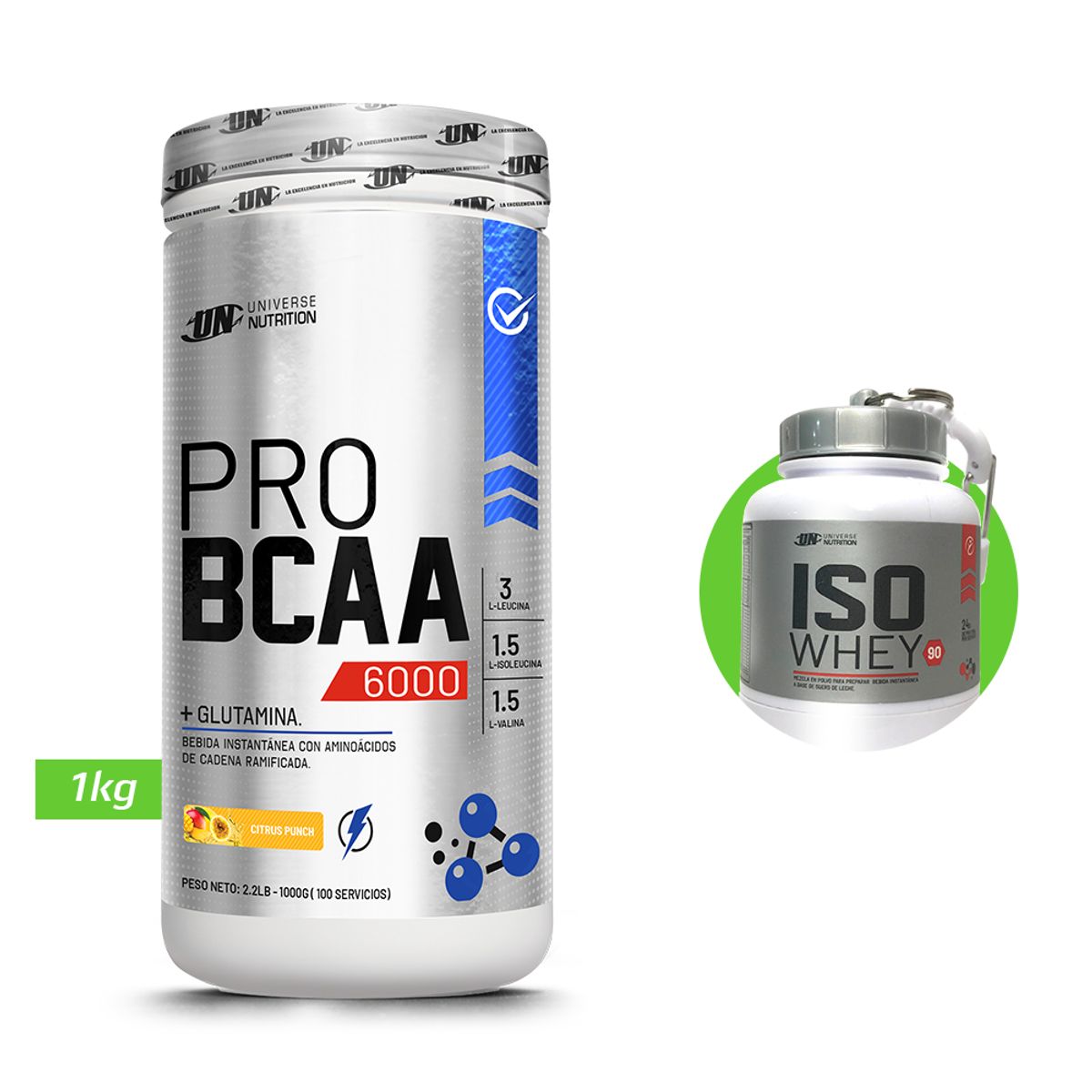 UNIVERSE NUTRITION - PRO BCAA 6000 Aminoácidos 1 kg Citrus punch + REGALOS